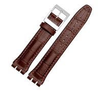 Cinturino in Pelle per Orologio Swatch 17mm 19mm - Motivo in Rilievo di Bambù in Pelle Bovina per Donna e Uomo (Marrone, 17mm)