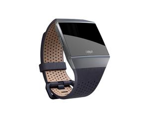 Cinturino in pelle traforata blu Fitbit piccolo per Ionic