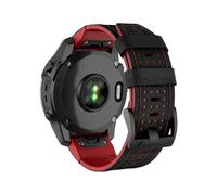 Cinturino in silicone bicolore in pelle da 26 mm e 22 mm for Garmin Fenix 8 E 47 mm, 7X, 7, 6X, 6, 5X Plus/Epix Pro, cinturino da polso QuickFit da 51 mm(Black Red,26mm Tactix 7 7 Pro)
