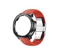 Cinturino in silicone+custodia in PC for Huawei Watch GT Runner 2 Polsino curvo specializzato Sostituisci il braccialetto accessori(Black+red)