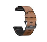 Cinturino in silicone e pelle Quickfit da 22 a 26 mm for Garmin Fenix 8, 51, 47 mm, E, 7X, 7 Pro, 6X, 6 Pro, 5X, 5 Plus, Enduro 3, 2.(BROWN,26mm Fenix 6X 6XPro)