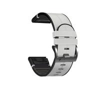 Cinturino in silicone e pelle Quickfit da 22 a 26 mm for Garmin Fenix 8, 51, 47 mm, E, 7X, 7 Pro, 6X, 6 Pro, 5X, 5 Plus, Enduro 3, 2.(WHITE,22mm)