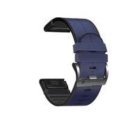 Cinturino in silicone e pelle Quickfit da 22 a 26 mm for Garmin Fenix 8, 51, 47 mm, E, 7X, 7 Pro, 6X, 6 Pro, 5X, 5 Plus, Enduro 3, 2.(Blue,26mm Fenix 6X 6XPro)