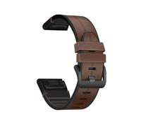 Cinturino in silicone e pelle Quickfit da 22 a 26 mm for Garmin Fenix 8, 51, 47 mm, E, 7X, 7 Pro, 6X, 6 Pro, 5X, 5 Plus, Enduro 3, 2.(Coffee color,26mm Fenix 7X 7X Pro)