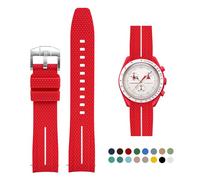 Cinturino in Silicone per Omega x Swatch MoonSwatch Watch, Cinturino di Ricambio 20mm Sgancio Rapido impermeabili Cinturini Orologio per Uomo e Donna, Rosso&Bianco