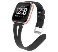 CINTURINO INF in vera pelle, compatibile con Fitbit Versa, regolabile Nero, in pelle bovina