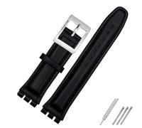 Cinturino in Vera Pelle per Swatch - 17mm 19mm in Tinta Unita - Accessori per Cinture Uomo Donna - Rosso (Colore: Nero Fibbia Argento, Taglia: 17mm)