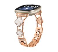 CINTURINO INF Cloverlink - in lega metallica, compatibile con Fitbit Versa 3 4 Sense 2 oro rosa, lega metallica