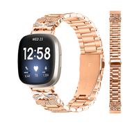 CINTURINO INF Versa 3/4 con design farfalla e strass, compatibile Fitbit, regolabile oro rosa,