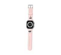 CG MOBILE Karl Lagerfeld KLAWLSLKCNP Cinturino per Apple Watch 42/44/45/49 mm Rosa strap 3D Rubber Karl&Choupette Heads, Silicone