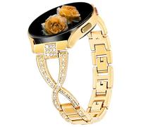 Cinturino Metallo Diamante Bling a Forma di X Compatibile con Samsung Galaxy Watch Band 7/FE/6/5/4/3 & Watch 5 Pro & 6/4 Classic & Gear S3/S2, 20mm & 22mm - Oro