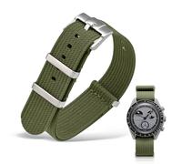 Cinturino Moonswatch Omega x Swatch, Cinturino Orologio 20mm per Uomo e Donna, Cinturini per Orologi in Nylon, Nato Watch Strap, con Fibbia in Acciaio Inossidabile (20mm,Verde Militare)