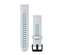 Garmin - Cinturino di ricambio - Bracelet QuickFit 20mm Silicone Blanc / Vert d'eau in Silicone - Bianco Bianco