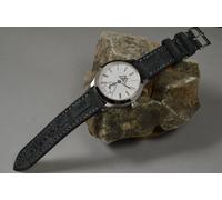 CINTURINO OROLOGIO 22 20 18 MM NERO ORIGINALE PELLE ALLIGATORE ANOBUCATO MA C...