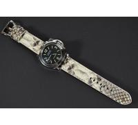 CINTURINO OROLOGIO 26 24 22 MM BIANCO NERO OPACO VERA PELLE SERPENTE PITON MA...