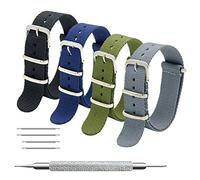 Cinturino Orologio 4 Pacchetti 18mm 20mm 22mm Balistico Cinturino Nato Cinturino in Nylon (16mm, Black+Army Green+Smoke Grey+Navy Blue)