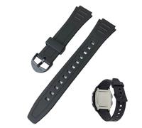 Cinturino Orologio Compatibile Con Casio W-800H,con Cinturino Casio W-800h,Resina Poliuretanica,Nero,18mm,Resistente All'Acqua E Sudore,Ref 738EA2,Modello 10268612