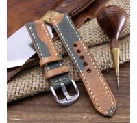 Cinturino orologio militare 101 in pelle a punto pieno fatto a mano (18 mm, 2...
