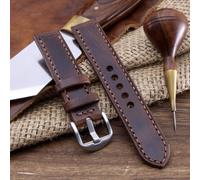 Cinturino orologio militare 103 in pelle a punto pieno fatto a mano (18 mm, 2...