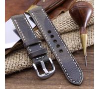 Cinturino orologio militare 107 in pelle a punto pieno fatto a mano (18 mm, 2...