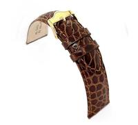 Cinturino orologio pelle coccodrillo autentica Bombato cucito Lusso per orologi classici premium - Misure 12mm 14mm 16mm 18mm 20mm 22mm Nero marrone chiaro marrone scuro Diloy P332 Marrone Chiaro 18mm