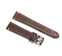 Cinturino orologio vero cuoio marrone ecru fatto a mano 20mm pelle ingrassata