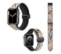 Cinturino per Apple Iwatch 22 mm (38/40/41/42/44/45 mm) in silicone e vera pelle: arabesco