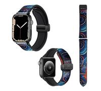 Cinturino per Apple Watch 22 mm (38/40/41/42/44/45 mm) in silicone e vera pelle: perle blu