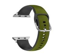 Cinturino per Apple Watch 42/44/45mm Beline in pelle e silicone, verde/nero