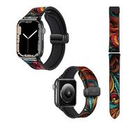 Cinturino per Apple Watch da 22 mm (38/40/41/42/44/45 mm) in silicone e vera pelle: colore foglia