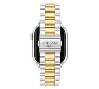 Cinturino per Apple Watch PERSONALIZZABILE CON INCISIONE LASER in Acciaio Inox Serie 11/10/9/8/7/6/5/4/3/2/1/SE/ULTRA (Argento Oro, Serie 9/8/7/6/5/4/3/2/1 42/44/45/49 mm)
