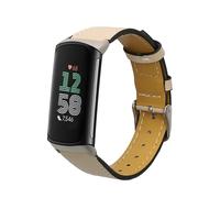 kwmobile Cinturino compatibile con Fitbit Charge 6 / Charge 5 - in vera pelle - Fascetta ca. 14-22 cm con fibbia beige