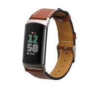 kwmobile Cinturino compatibile con Fitbit Charge 6 / Charge 5 - in vera pelle - Fascetta ca. 14-22 cm con fibbia marrone