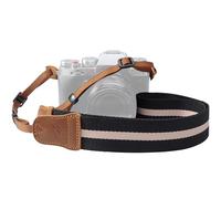 Cinturino per fotocamera a righe nere - doppio strato in pelle bovina di alta qualità, larghezza 1.5 cm, regolabile universale per tutte le fotocamere DSLR, ottimo regalo per fotografi