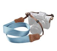 Cinturino per fotocamera blu chiaro - doppio strato in pelle bovina di alta qualità, larghezza 1.5 cm, regolabile universale per tutte le fotocamere DSLR, ottimo regalo per fotografi