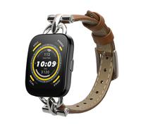 kwmobile Cinturino compatibile con Huami Amazfit Bip 5 / Unity/GTR 4 - in vera pelle - Fascetta ca. 14-20 cm con fibbia marrone chiaro