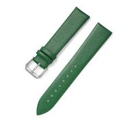 Cinturino per orologio, cinturino da polso di ricambio piatto ultra sottile in vera pelle, Verde, 21mm
