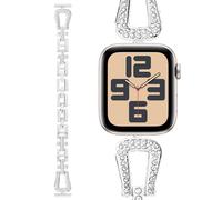 Cinturino per orologio da donna con quadrifoglio portafortuna con strass, compatibile con iWatch Apple Watch Series SE 10, 9, 8, 7, 6, 5, 4, 3, 2, 1, con cinturino luccicante, compatibile con 38-40-41