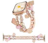 Cinturino per orologio da donna, in oro rosa, compatibile con cinturino Apple Watch da 42 mm, 44 mm, 45 mm, 46 mm, 49 mm, charm unici, cinturino in metallo Pandora, iWatch serie 10/9/8/7/6/5/4/3/2/1