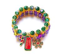 Cinturino per orologio da polso da uomo, con fiocco di neve, albero di Natale, nastro elastico con perle, multicolore, campanella, renna per donne, ragazze, vacanze di Natale, braccialetto per tennis