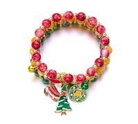 Cinturino per orologio da polso da uomo, con fiocco di neve, albero di Natale, nastro elastico con perle, multicolore, campanella, renna per donne, ragazze, vacanze di Natale, braccialetto per tennis