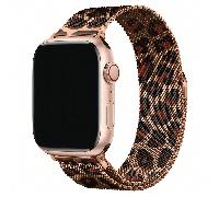 Cinturino per orologio in acciaio inossidabile originale con stampa leopardata marrone, compatibile con Apple Watch da 38mm, 40mm, 41mm, 42mm, 44mm, 45mm, 46mm, 49mm, chiusura magnetica, adatto a uomo