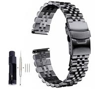 Cinturino per orologio in acciaio inox, 18 19 20 21 22 23 24 26 28 30mm Larghezza cinturino in acciaio inossidabile Cintura universale di lusso a testa piatta di qualità di grandi dimensioni(Black,22m