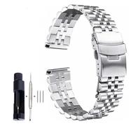 Cinturino per orologio in acciaio inox, 18 19 20 21 22 23 24 26 28 30mm Larghezza cinturino in acciaio inossidabile Cintura universale di lusso a testa piatta di qualità di grandi dimensioni(Silver,20