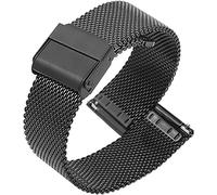 Cinturino per orologio in maglia milanese in acciaio inossidabile per uomo donna, cinturini regolabili a sgancio rapido Bracciale in metallo sottile con chiusura di sicurezza ( Color : Black , Size :