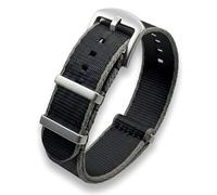 Cinturino per orologio in nylon militare a doppio passaggio, 20 mm, 22 mm, nero, blu, grigio, blu navy, arancione, rosso, verde, con bordo a contrasto, tessuto liscio per cintura di sicurezza, fibbia