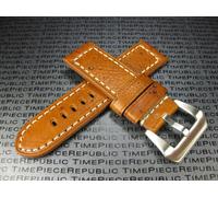 Cinturino Per Orologio In Pelle Di Mucca Nuovo 24Mm Pam 1950 Oro Marrone 24