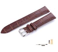 Cinturino per orologio in pelle, nero, marrone chiaro, marrone scuro, cinturino in pelle di ricambio con motivo a coccodrillo, fibbia in acciaio inossidabile, per orologio da uomo e donna, 16 mm, 18