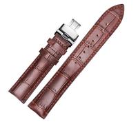 Cinturino per orologio in vera pelle con chiusura a farfalla da 12mm a 22mm, Colore 9, 19mm
