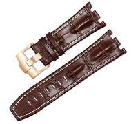 Cinturino per orologio in vera pelle per AP 15703 serie Royal Oak Offshore 28 mm coccodrillo (colore: marrone bianco-oro rosa, dimensioni: 28 mm)